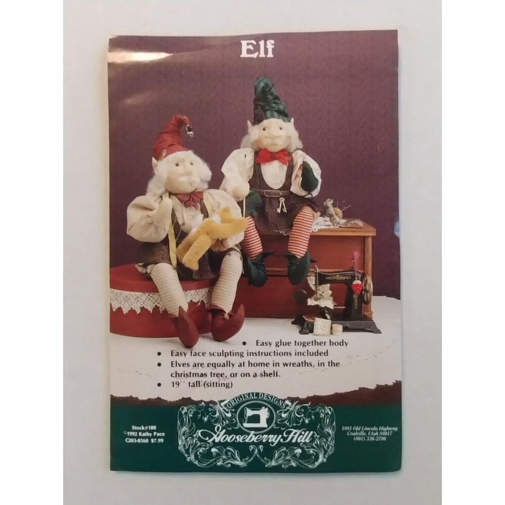 Elf Stuffed 19 Inch Dolls Sewing Pattern by Gooseberry Hill, Christmas, Uncut